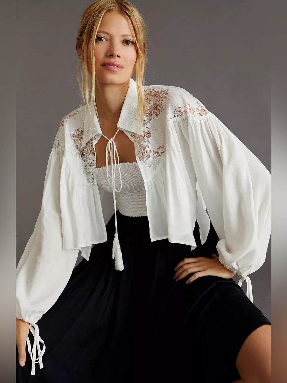 Anthropologie Maeve Cropped Lace Shrug OZ